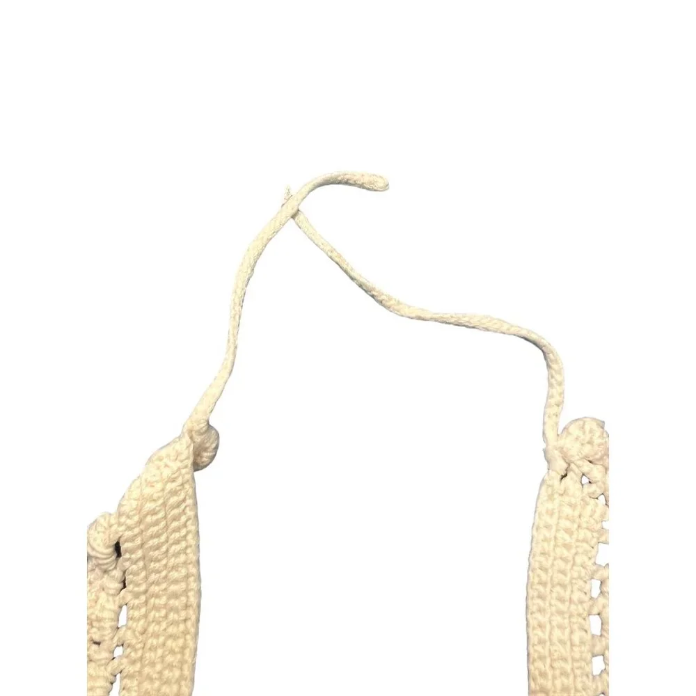 Vintage hand crochet bib small gauge dainty flower NWOT